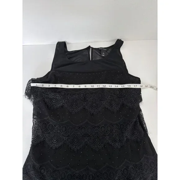 WHBM Top 10 Black Lace Mesh Beaded Sleeveless Whimsigoth Dark Fairycore Romantic - Picture 5 of 13